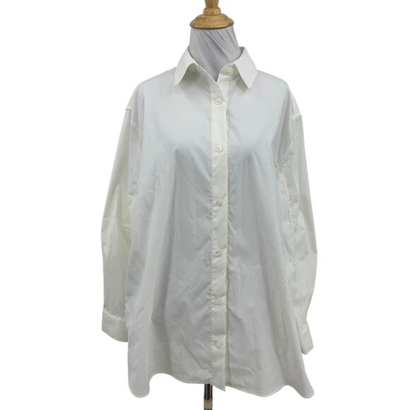 Athleta Tops - Athleta Shirt Womens M Medium White Oversized Poplin Button Up Long Sleeve Top